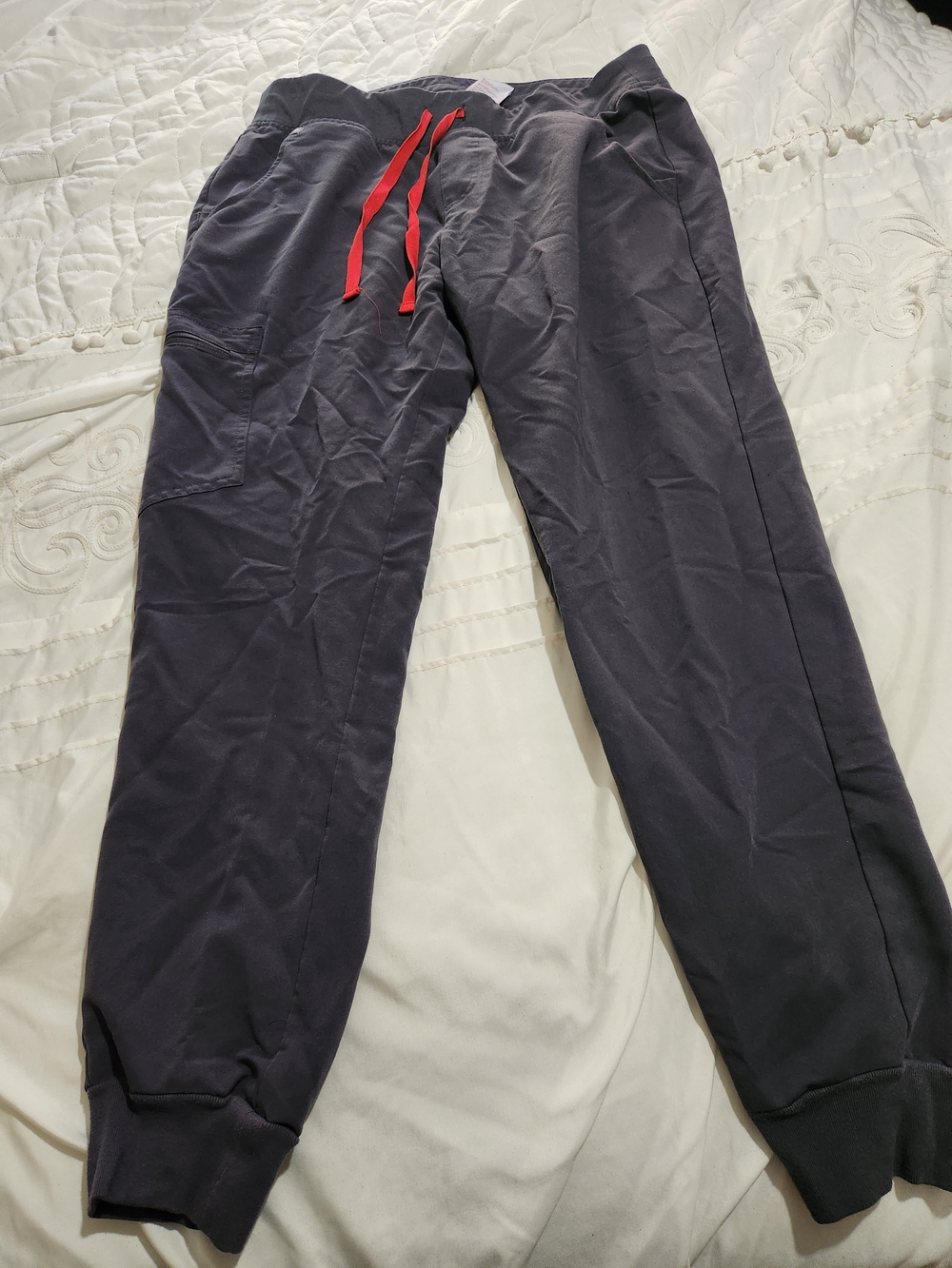 Figs Women's Charcoal Jogger Pants with Red Drawstring